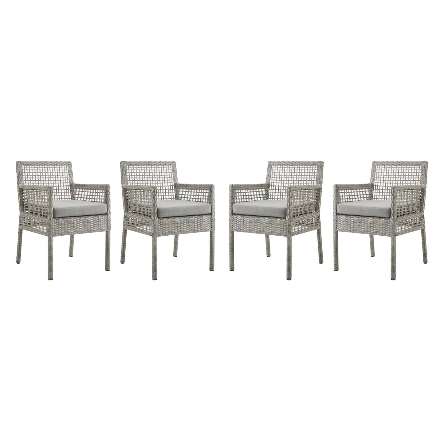 Aura Outdoor Patio Wicker Rattan Dining Armchair Set of 4