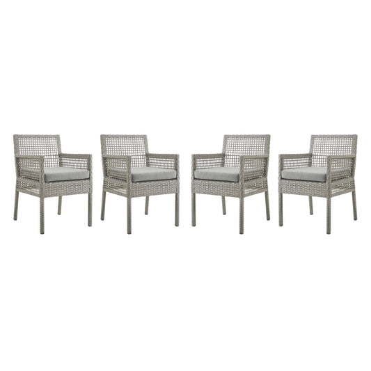 Aura Outdoor Patio Wicker Rattan Dining Armchair Set of 4