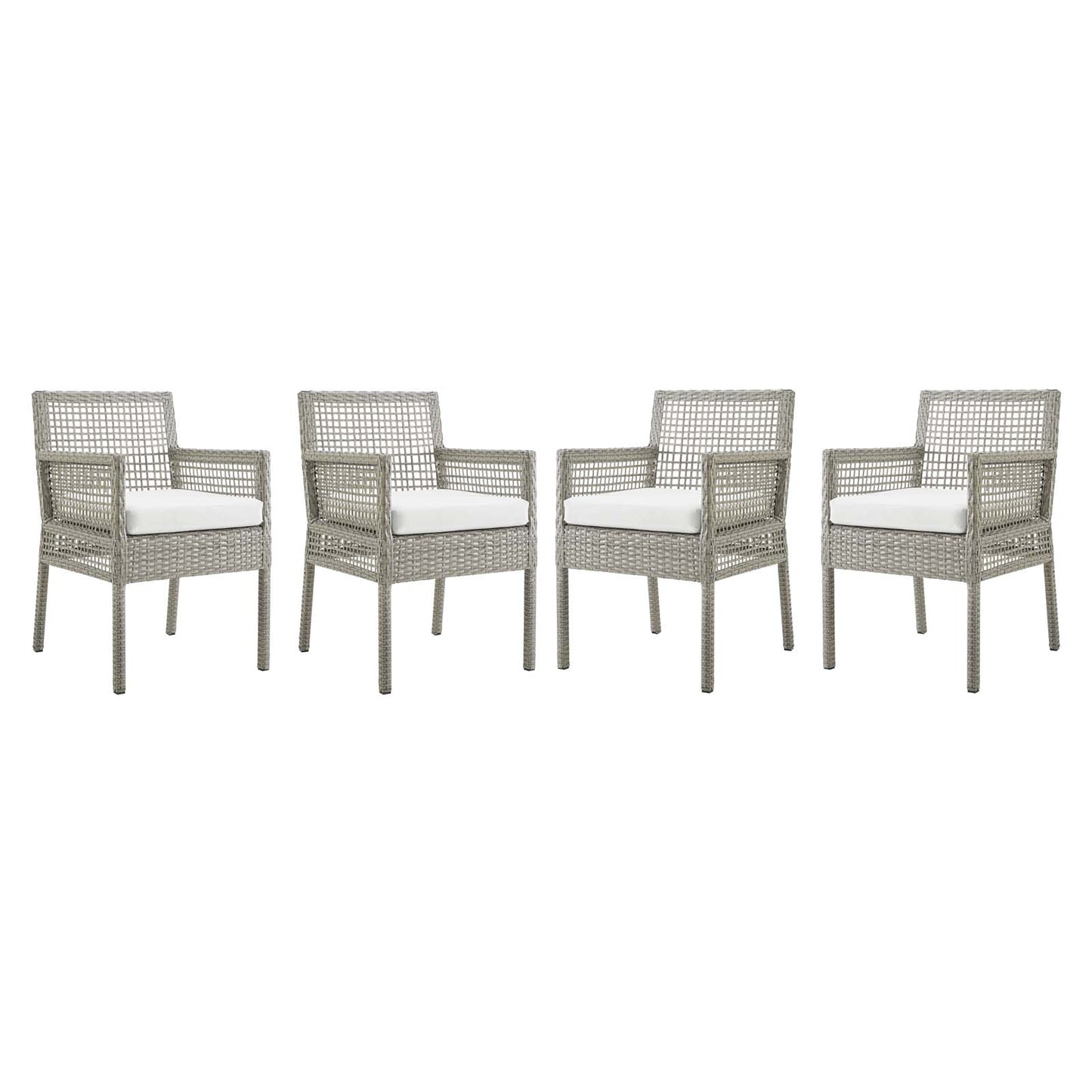 Aura Outdoor Patio Wicker Rattan Dining Armchair Set of 4