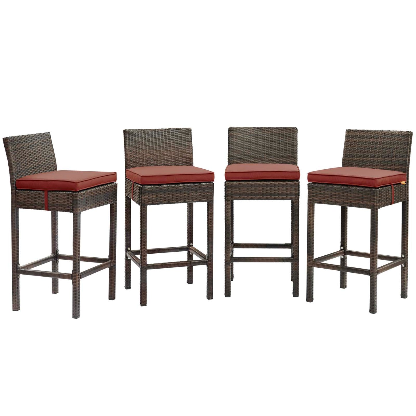 Ensemble de 4 tabourets de bar en rotin et osier pour patio extérieur Conduit par Modway