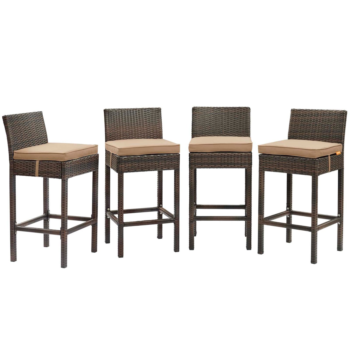 Ensemble de 4 tabourets de bar en rotin et osier pour patio extérieur Conduit par Modway