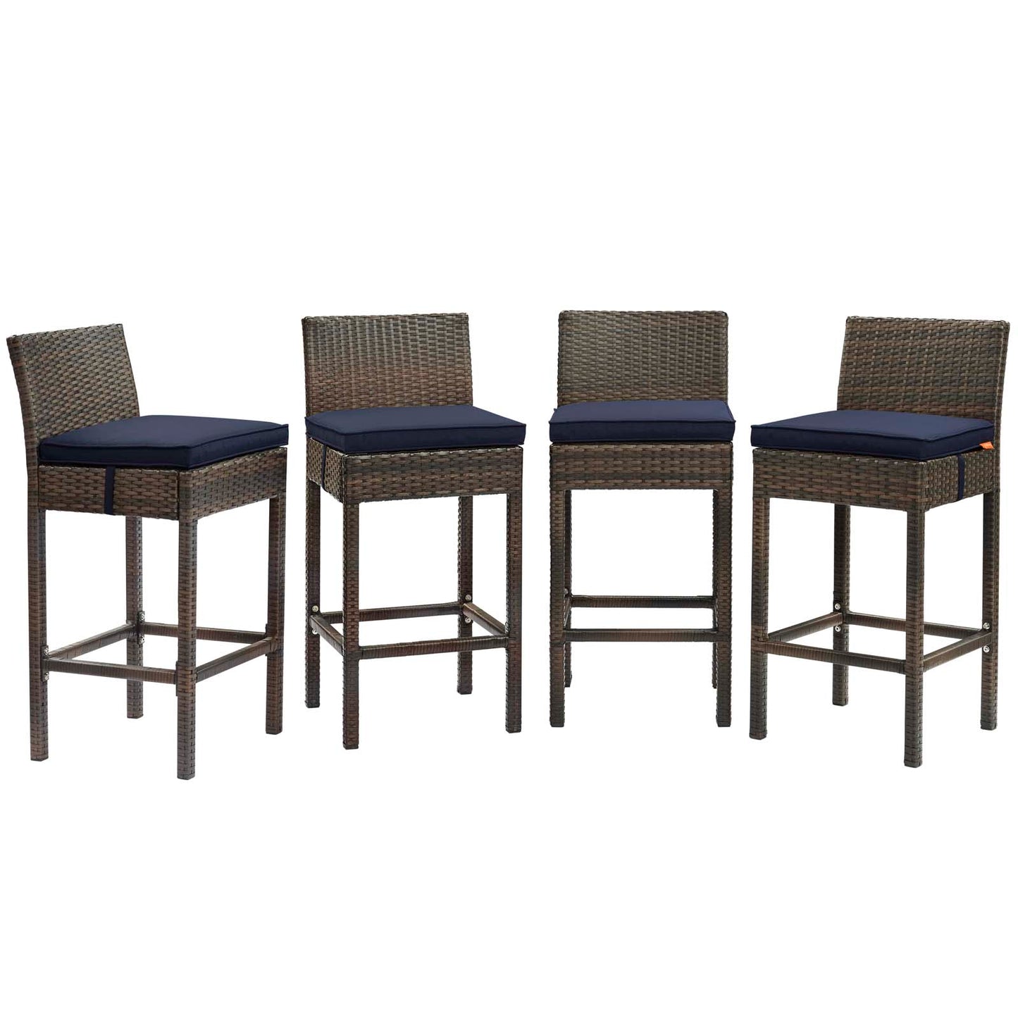 Ensemble de 4 tabourets de bar en rotin et osier pour patio extérieur Conduit par Modway