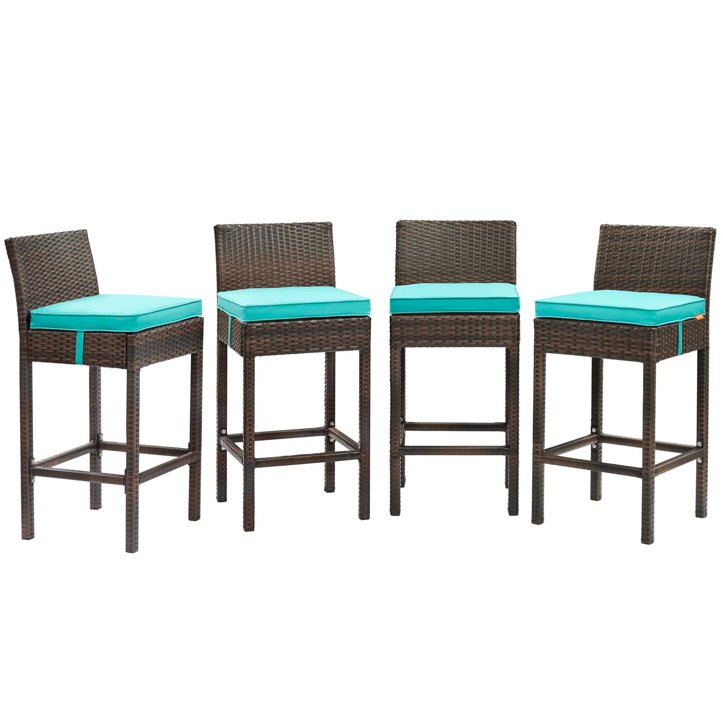 Ensemble de 4 tabourets de bar en rotin et osier pour patio extérieur Conduit par Modway