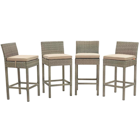 Conduit Outdoor Patio Wicker Rattan Bar Stool Set of 4