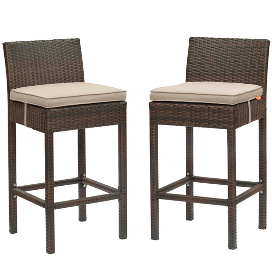 Conduit Outdoor Patio Wicker Rattan Bar Stool Set of 2