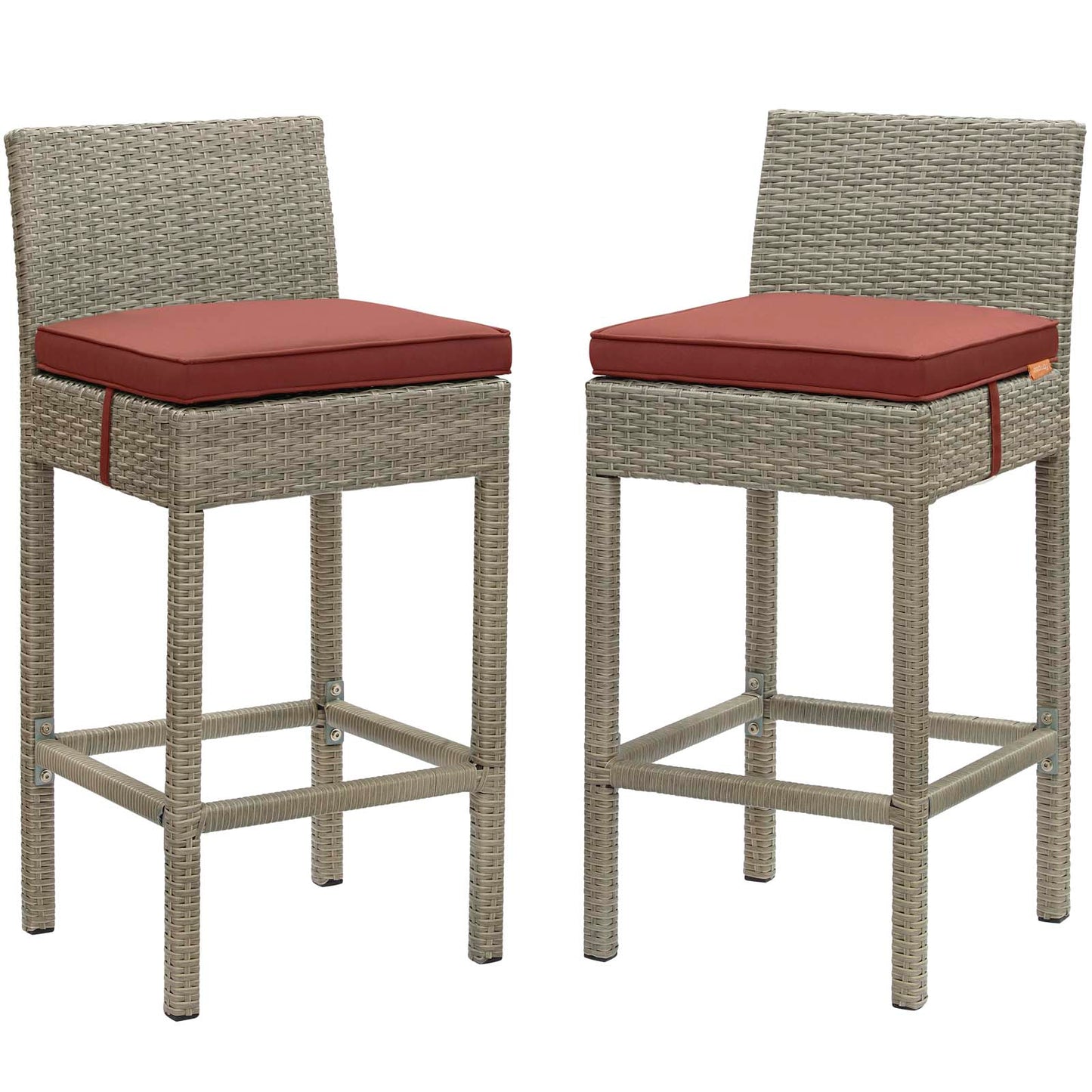 Conduit Outdoor Patio Wicker Rattan Bar Stool Set of 2