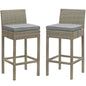 Conduit Outdoor Patio Wicker Rattan Bar Stool Set of 2