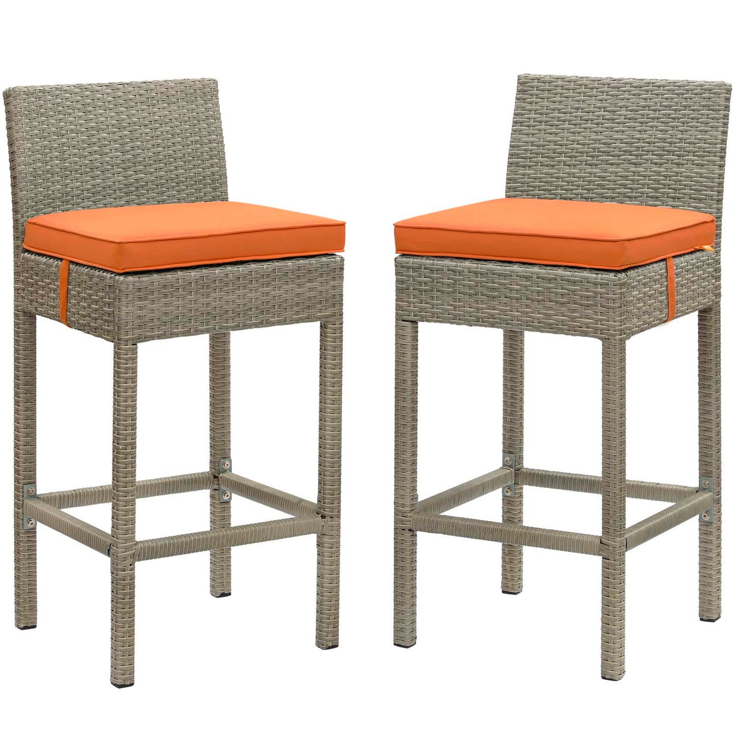 Conduit Outdoor Patio Wicker Rattan Bar Stool Set of 2