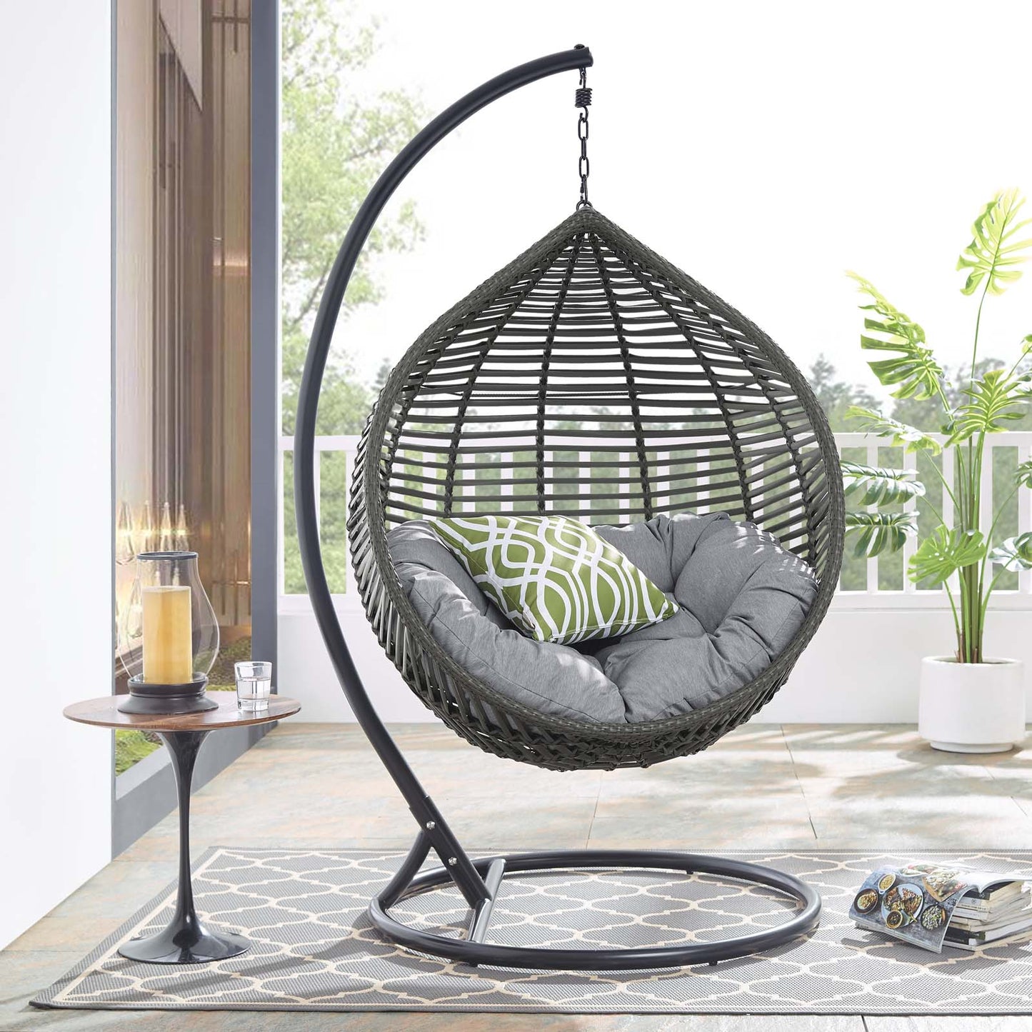 Silla mecedora para patio exterior con forma de lágrima Garner de Modway