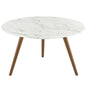 Lippa 28" Round Artificial Marble Coffee Table with Tripod Base