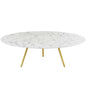 Lippa 48" Round Artificial Marble Coffee Table with Tripod Base