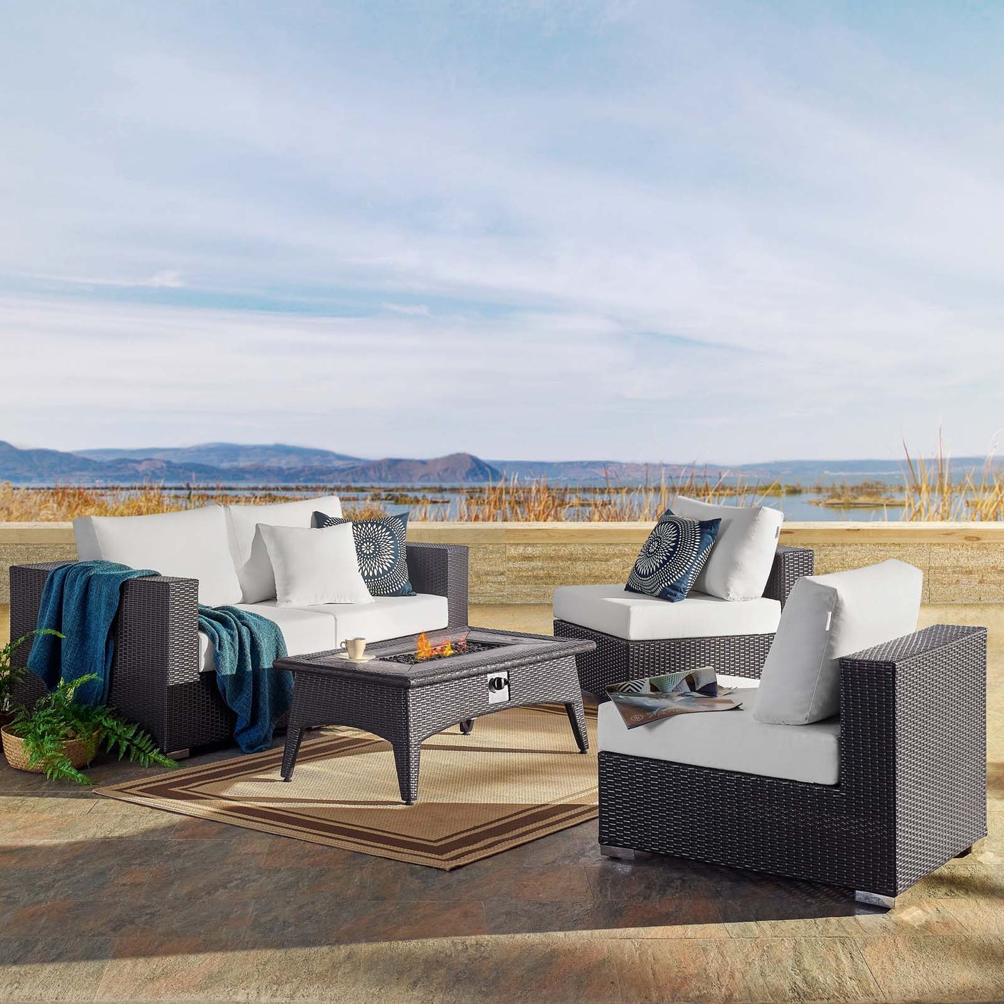 Convene 5 Piece Set Outdoor Patio with Fire Pit