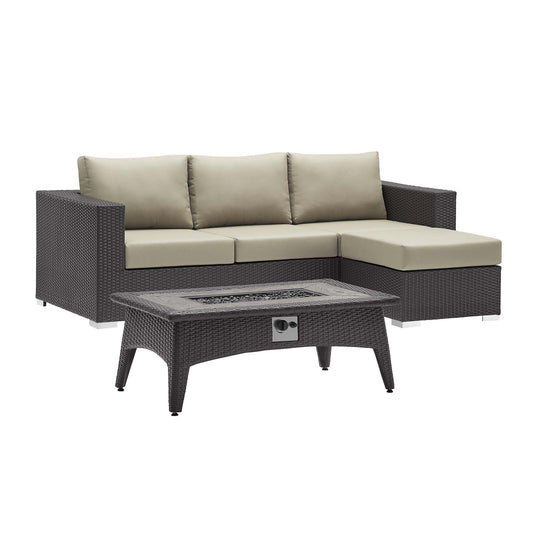 Convene 3 Piece Set Outdoor Patio with Fire Pit