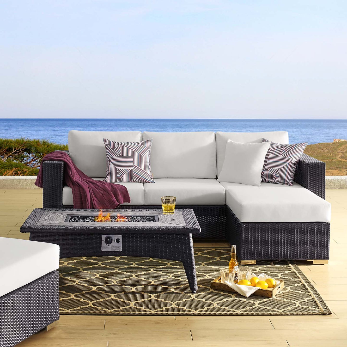 Convene 3 Piece Set Outdoor Patio with Fire Pit