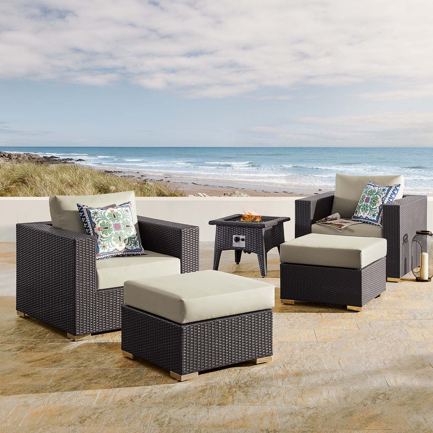 Convene 5 Piece Set Outdoor Patio with Fire Pit