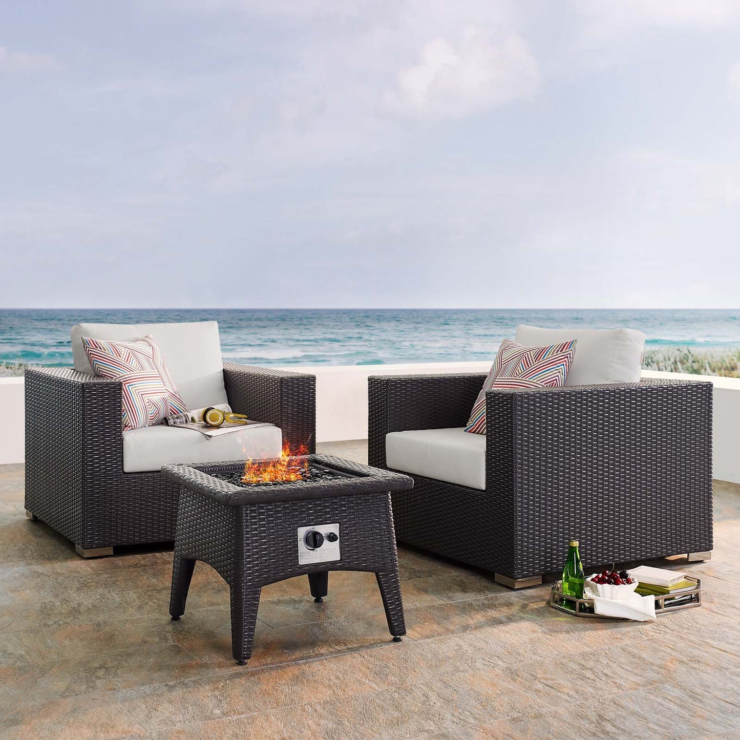 Convene 3 Piece Set Outdoor Patio with Fire Pit