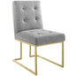 Privy Gold Stainless Steel Upholstered Fabric Dining Accent Chair