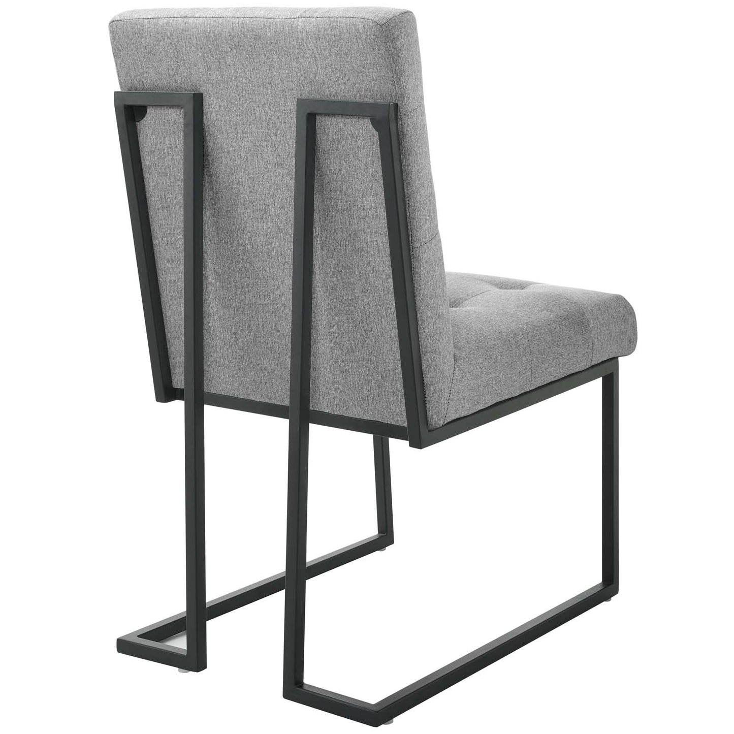 Silla de comedor tapizada en tela de acero inoxidable negra Privy de Modway