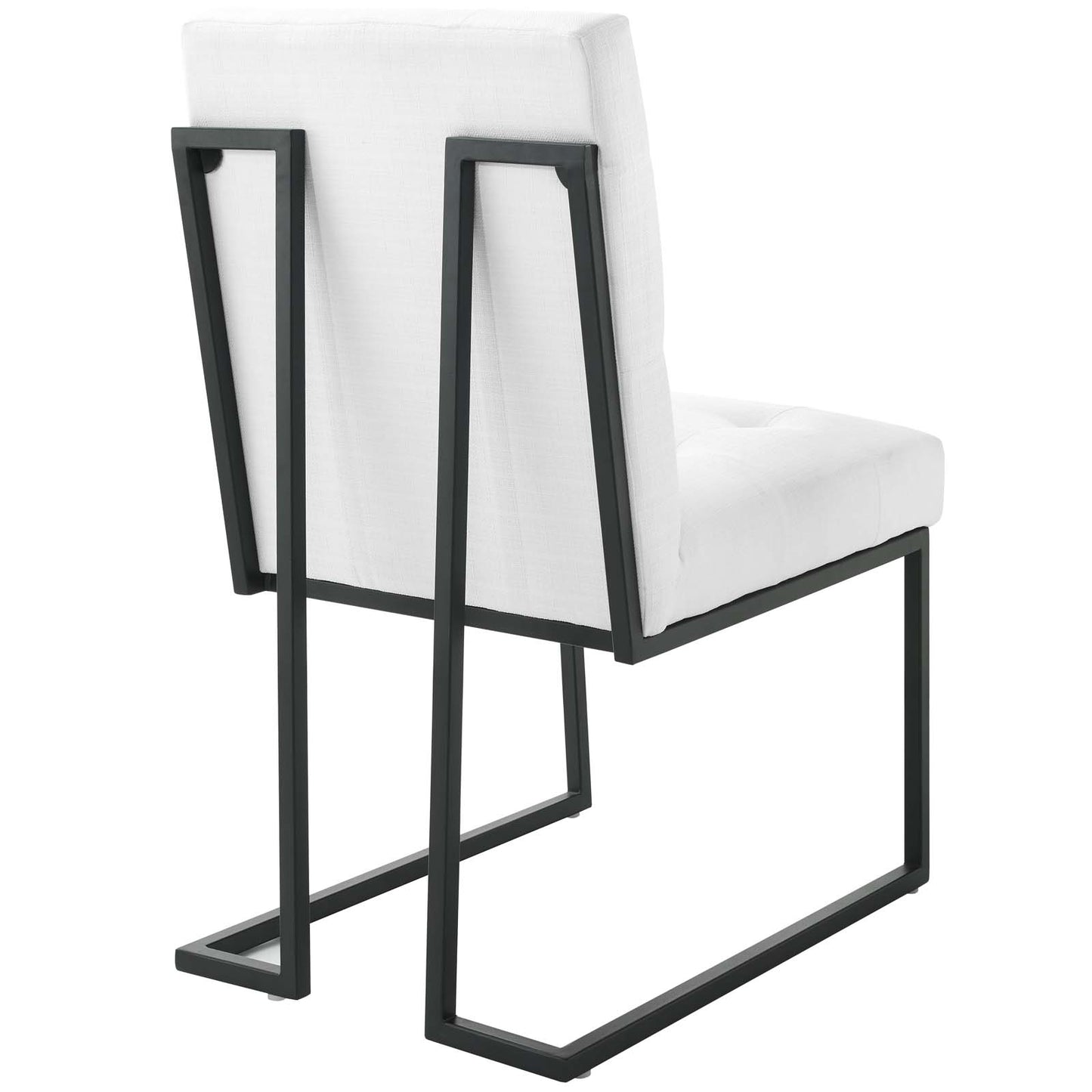 Silla de comedor tapizada en tela de acero inoxidable negra Privy de Modway