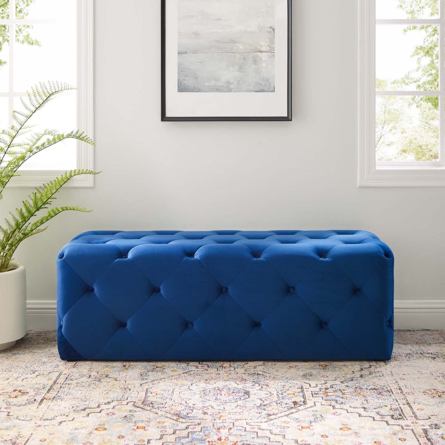 Amour 48" Tufted Button Entryway Performance Velvet Bench