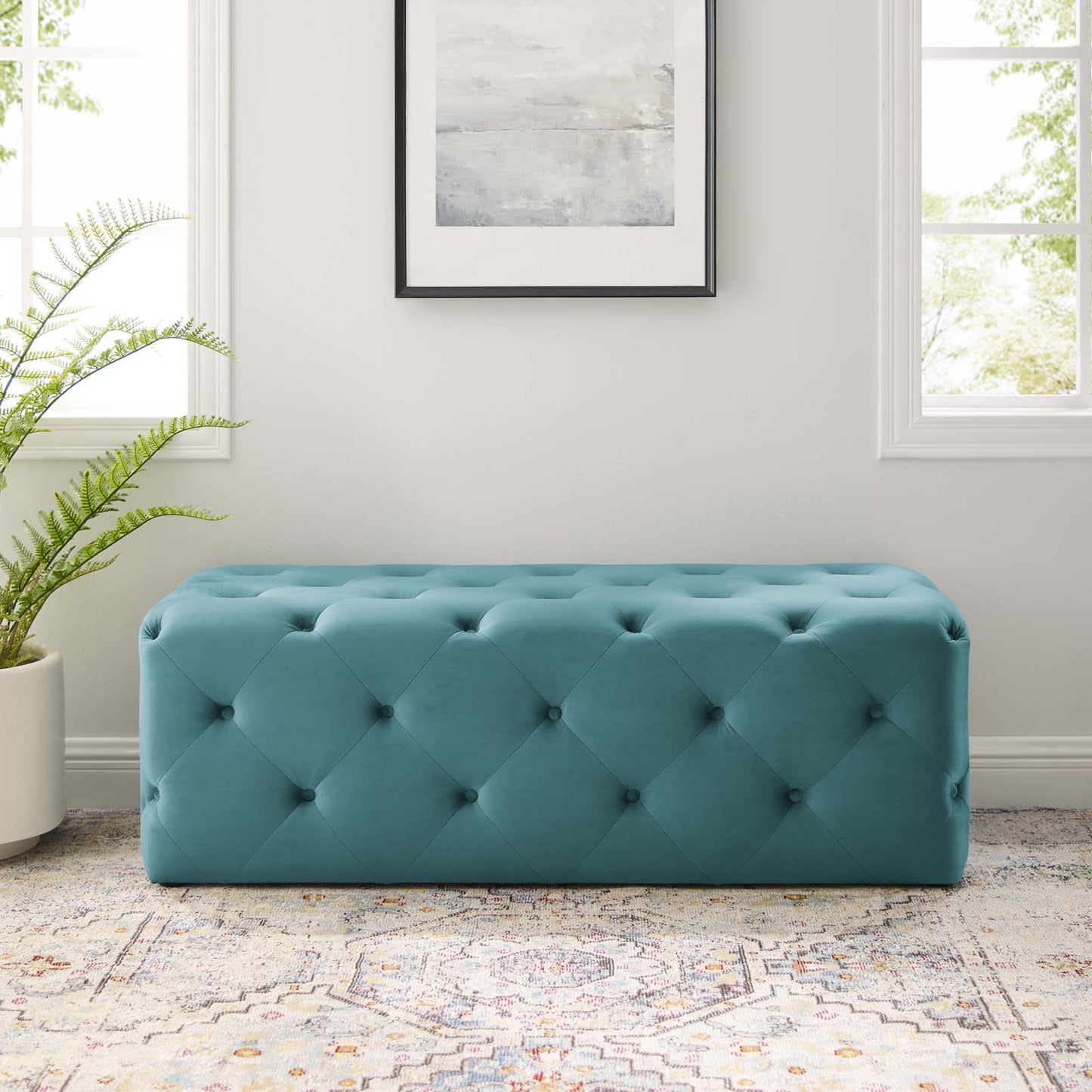 Amour 48" Tufted Button Entryway Performance Velvet Bench