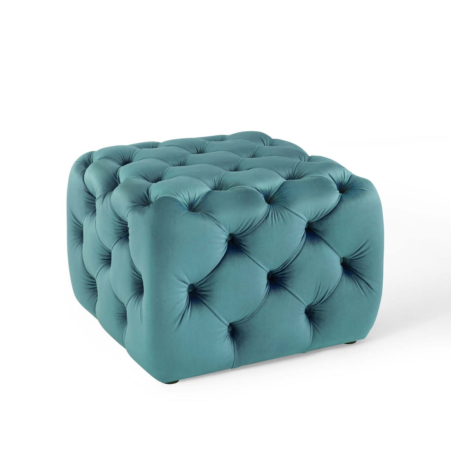 Amour Tufted Button Square Performance Velvet Ottoman