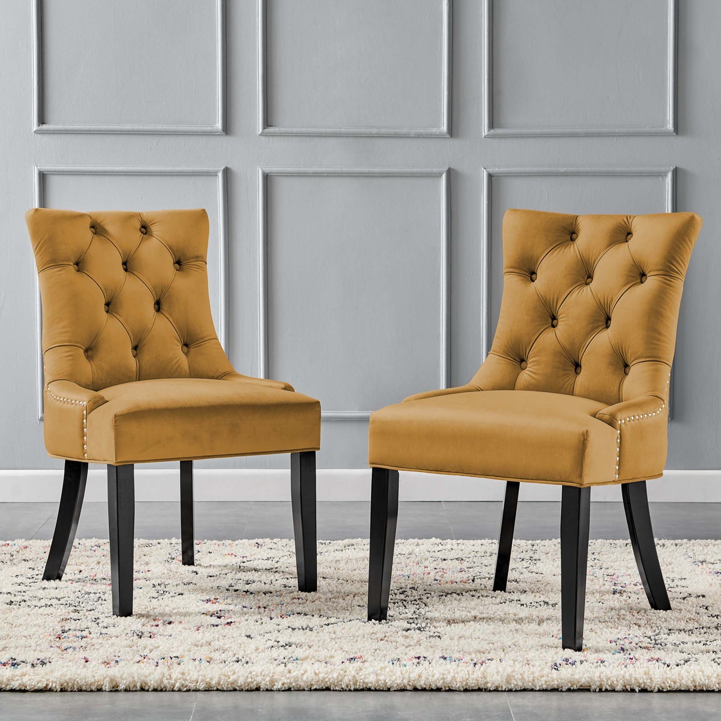 Regent Tufted Performance Velvet Dining Side Chairs Set of 2