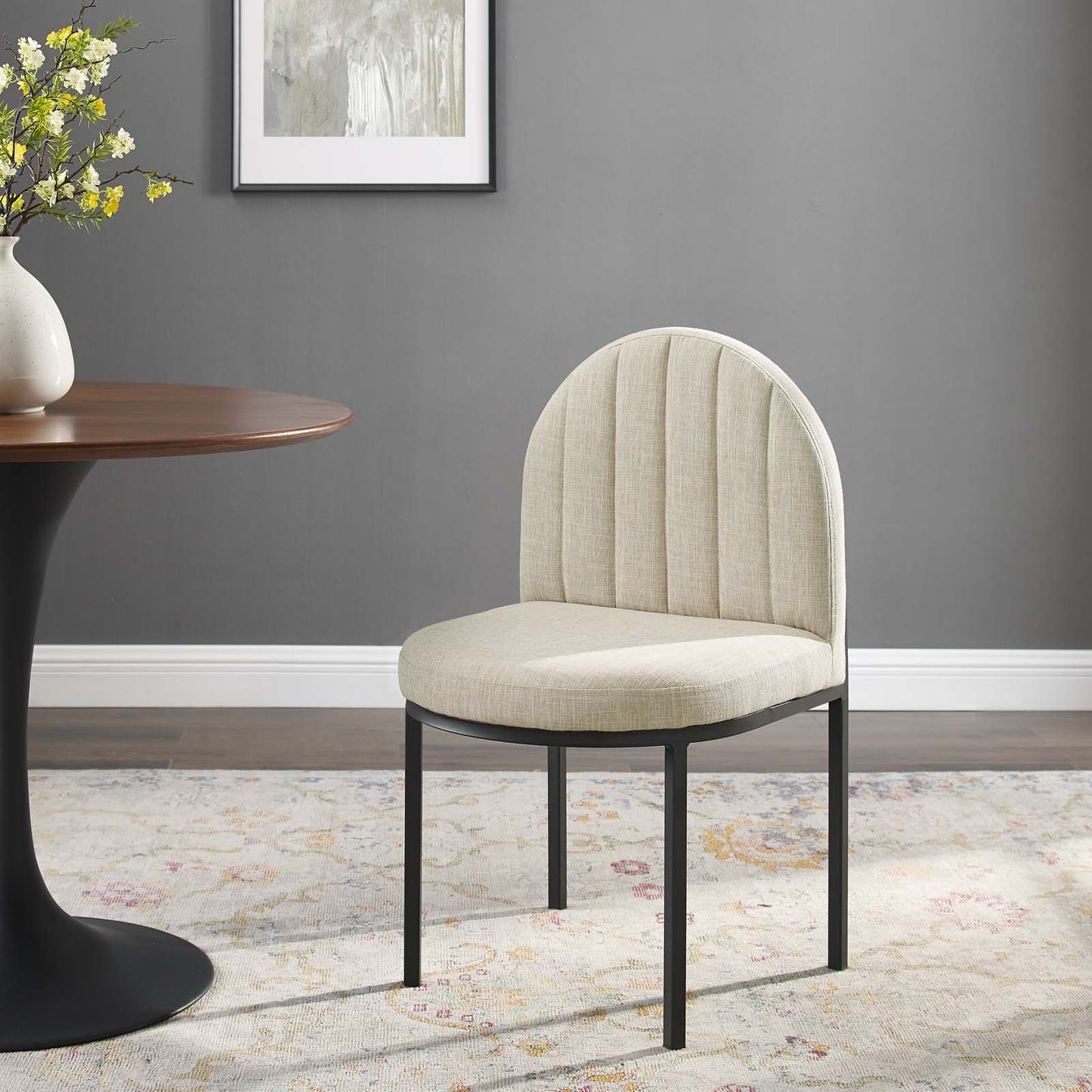 Isla Channel Tufted Upholstered Fabric Dining Side Chair