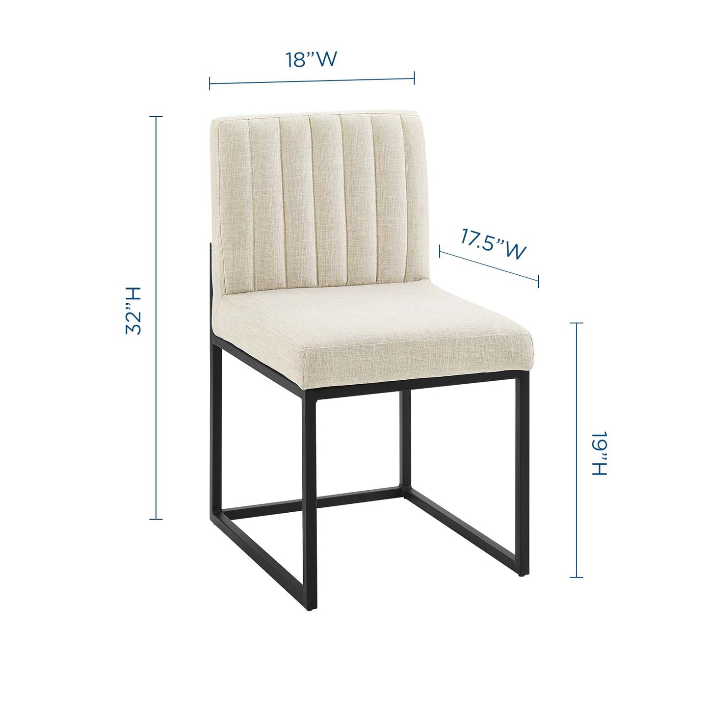 Chaise de salle à manger en tissu capitonné avec piètement en traîneau Carriage Channel par Modway