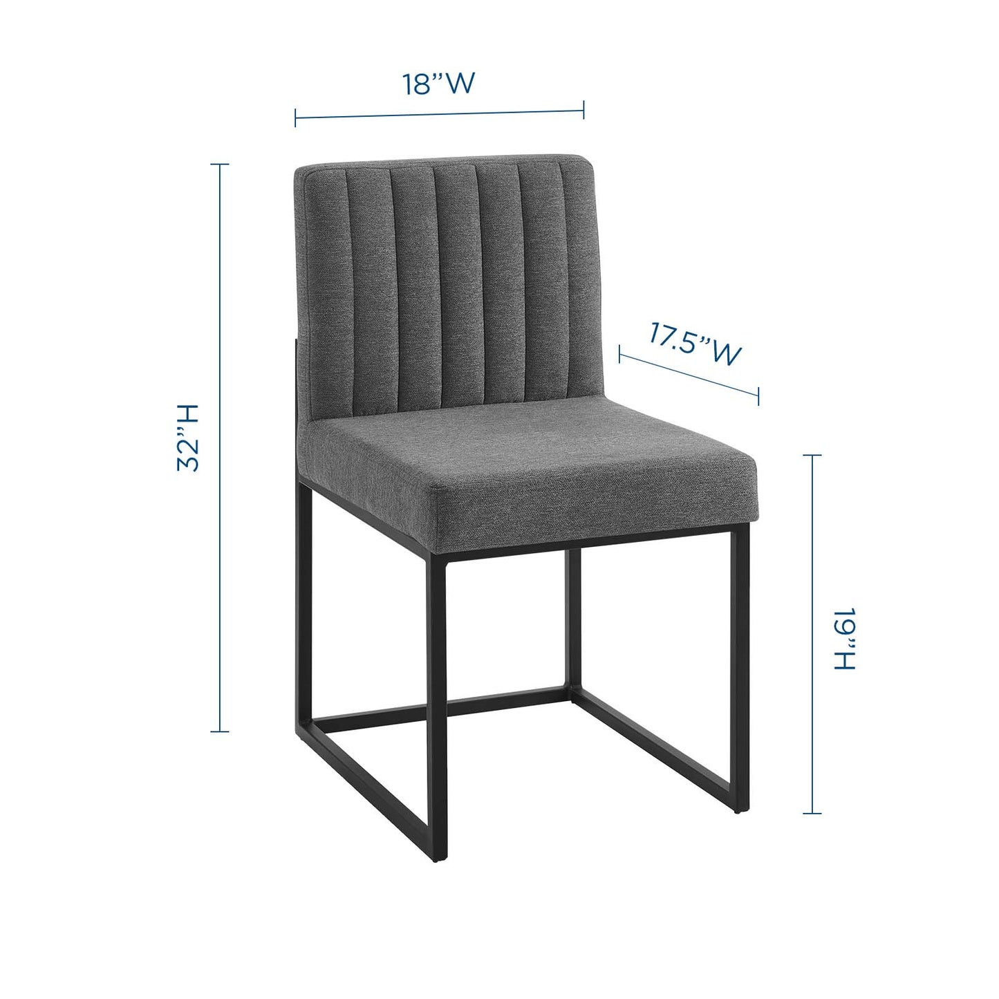 Chaise de salle à manger en tissu capitonné avec piètement en traîneau Carriage Channel par Modway