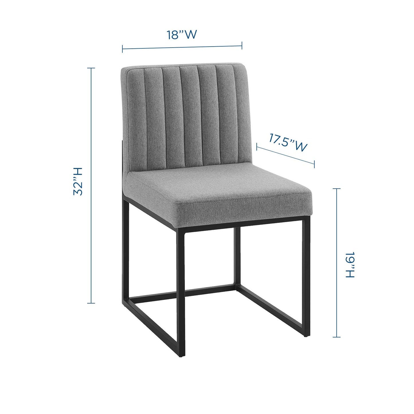 Chaise de salle à manger en tissu capitonné avec piètement en traîneau Carriage Channel par Modway