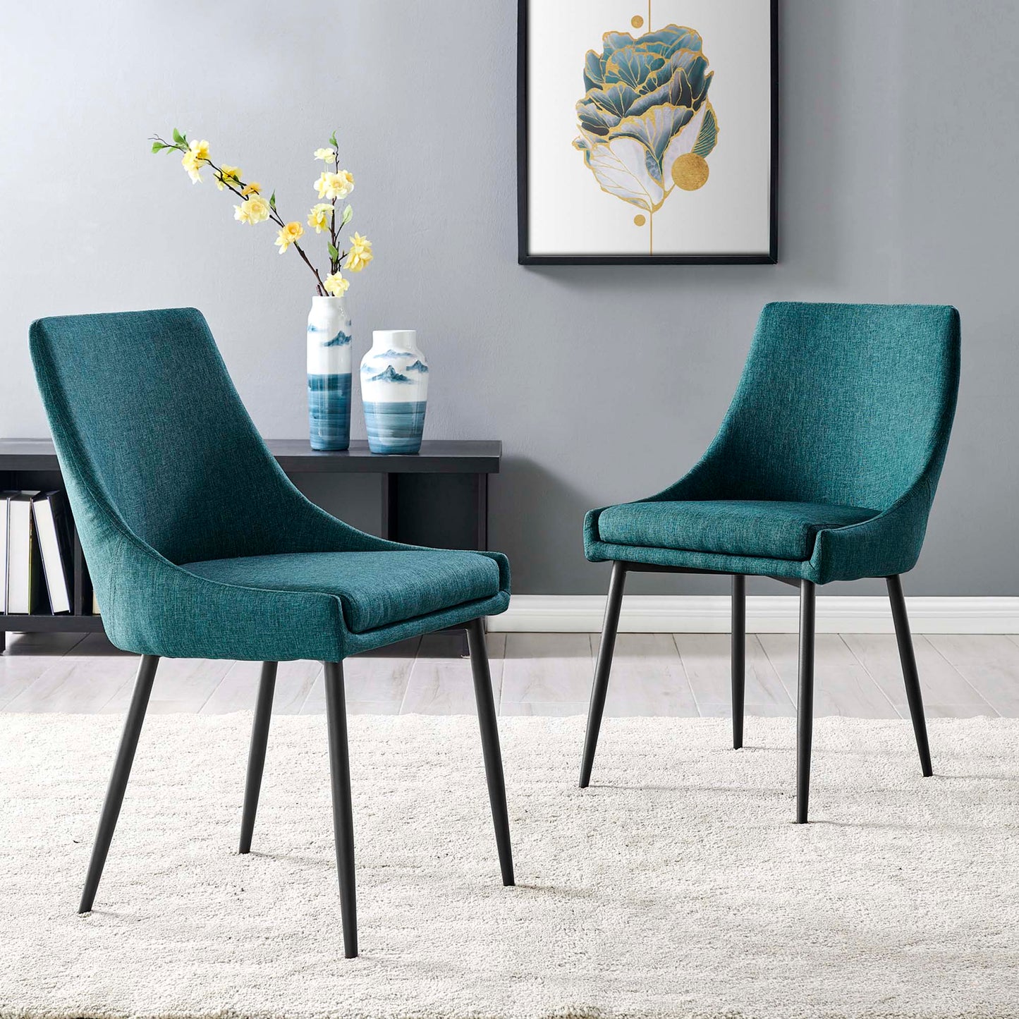 Viscount Upholstered Fabric Dining Chairs Set of 2