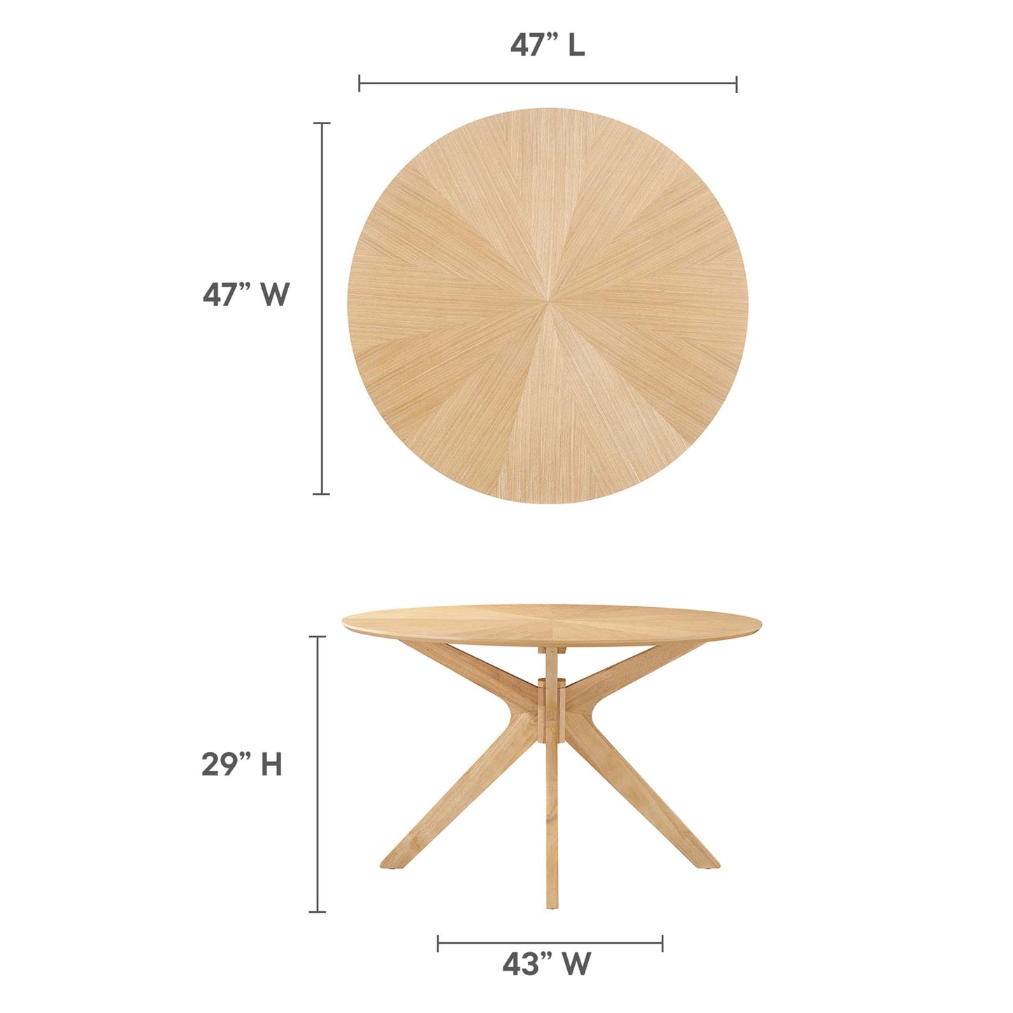 Crossroads 47" Round Wood Dining Table