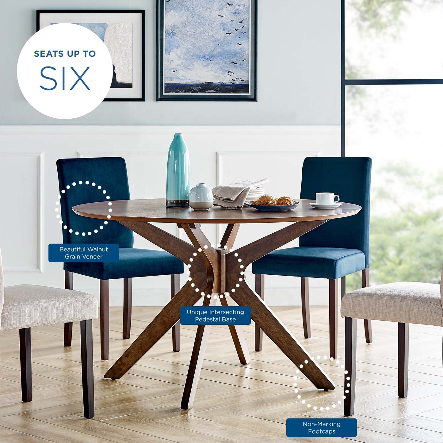 Crossroads 47" Round Wood Dining Table