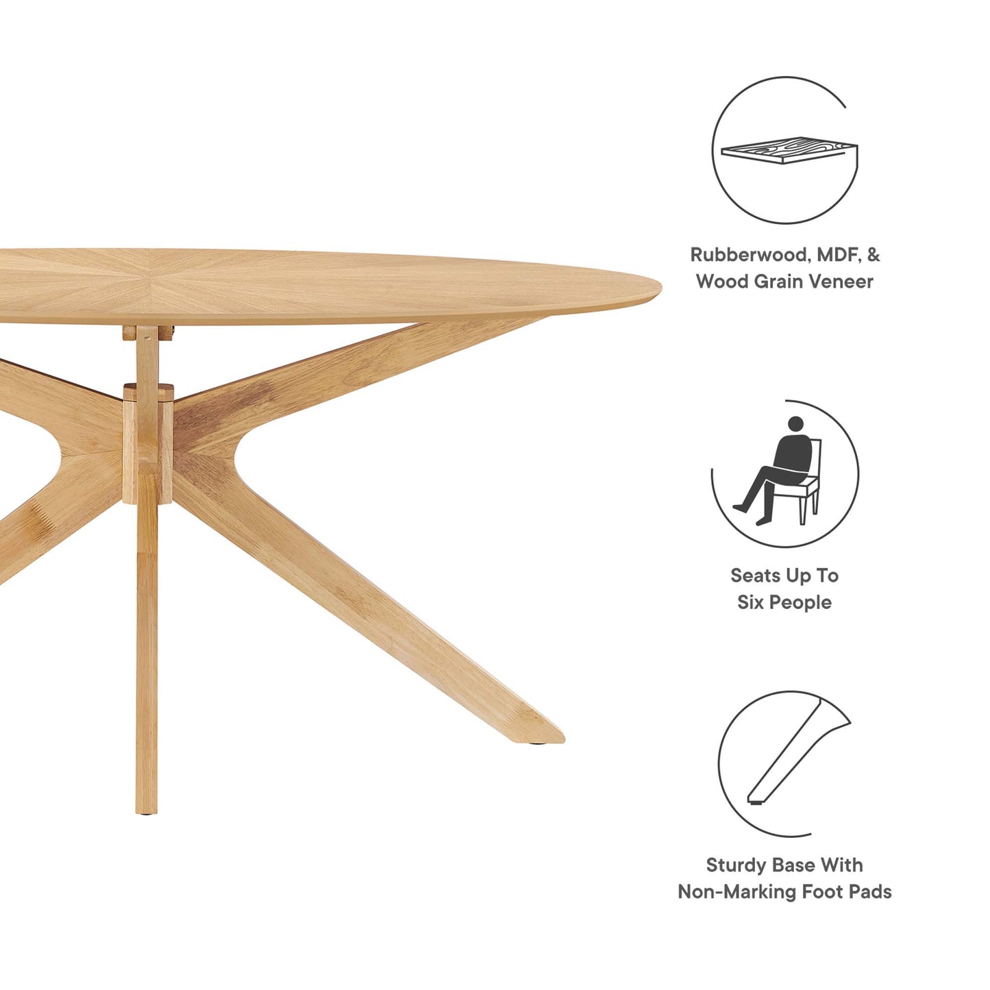 Crossroads 63" Oval Wood Dining Table