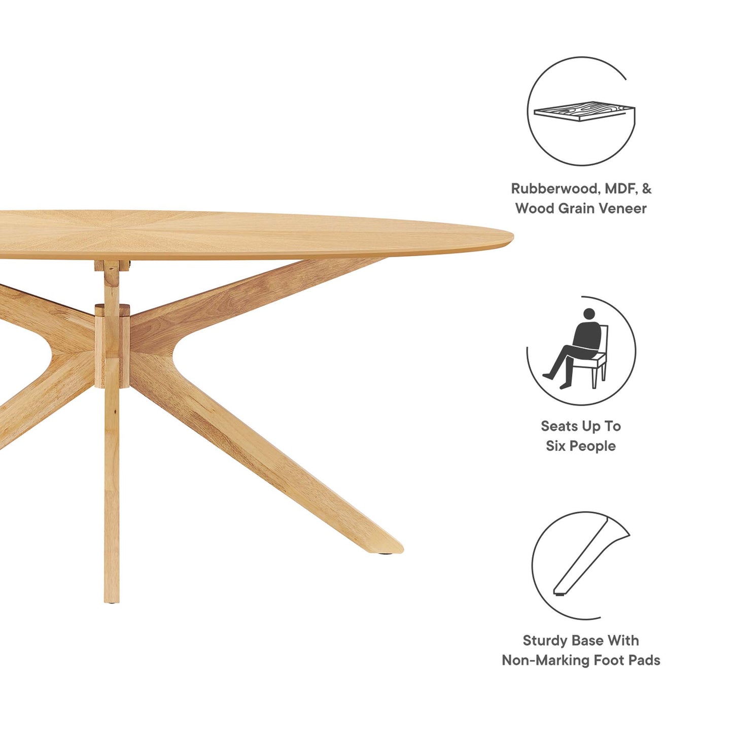 Crossroads 71" Oval Wood Dining Table