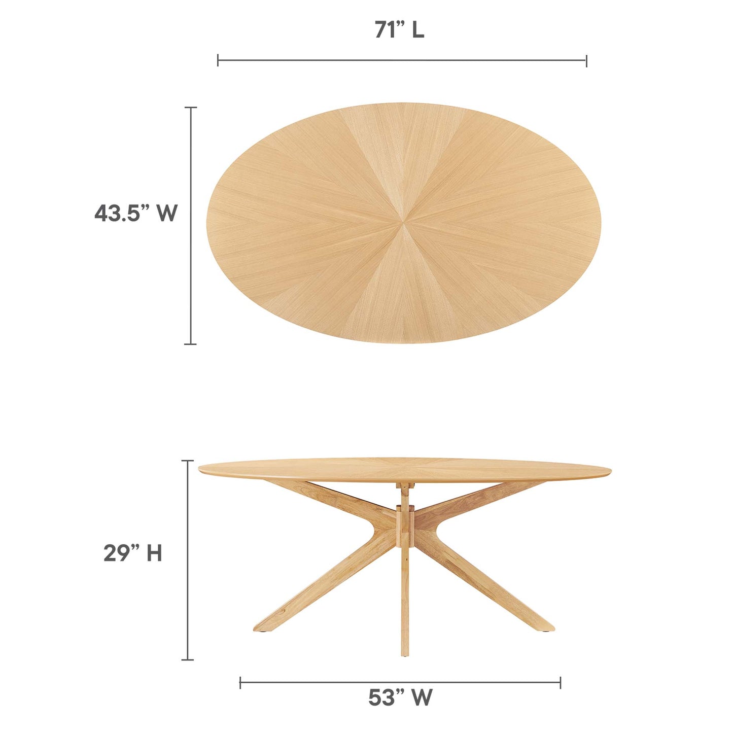 Crossroads 71" Oval Wood Dining Table