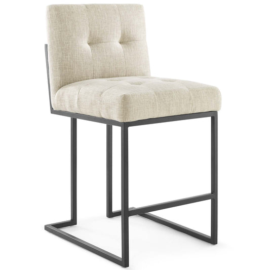 Tabouret de bar en tissu rembourré en acier inoxydable noir Privy par Modway