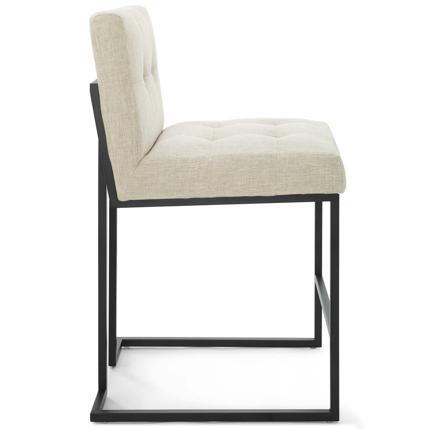 Tabouret de bar en tissu rembourré en acier inoxydable noir Privy par Modway