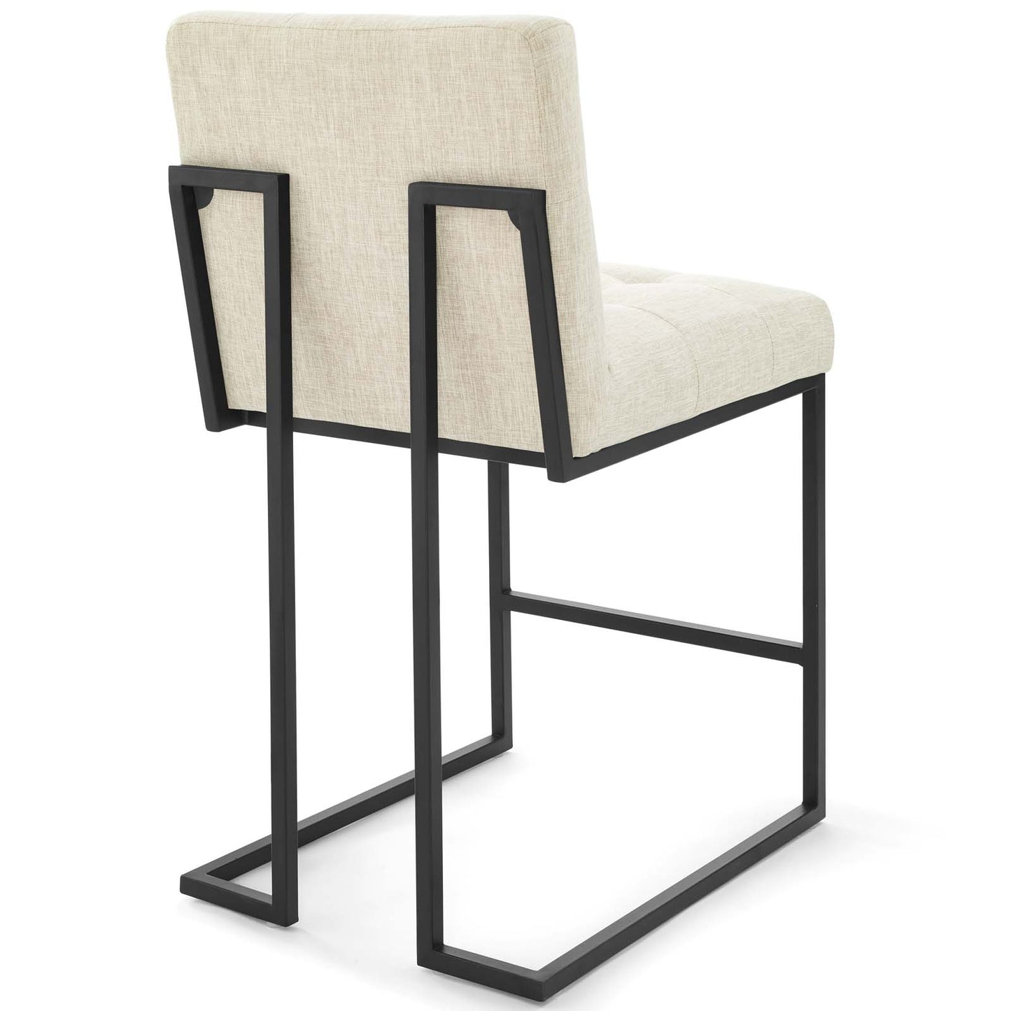 Tabouret de bar en tissu rembourré en acier inoxydable noir Privy par Modway