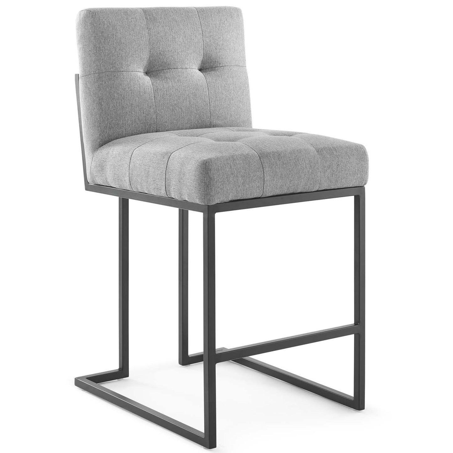 Tabouret de bar en tissu rembourré en acier inoxydable noir Privy par Modway