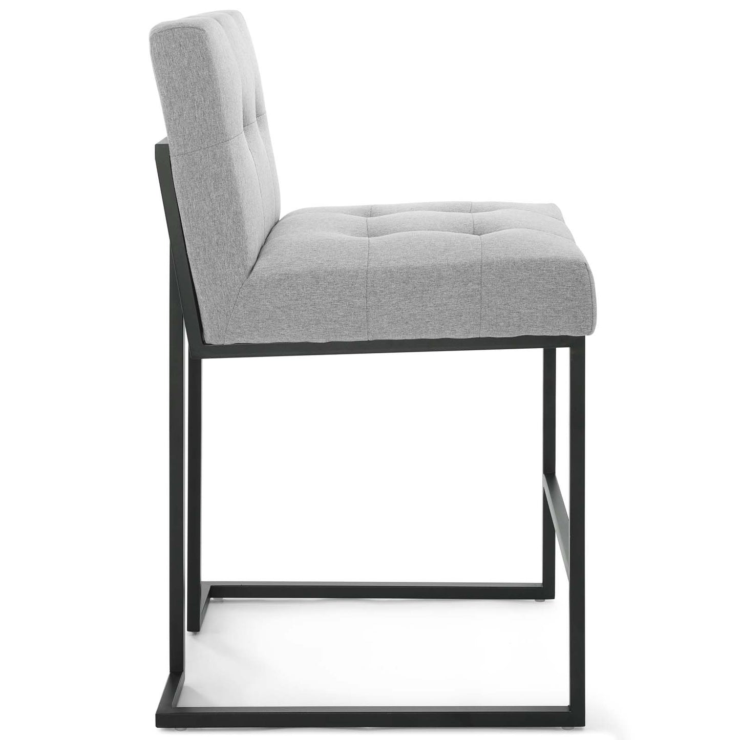 Tabouret de bar en tissu rembourré en acier inoxydable noir Privy par Modway