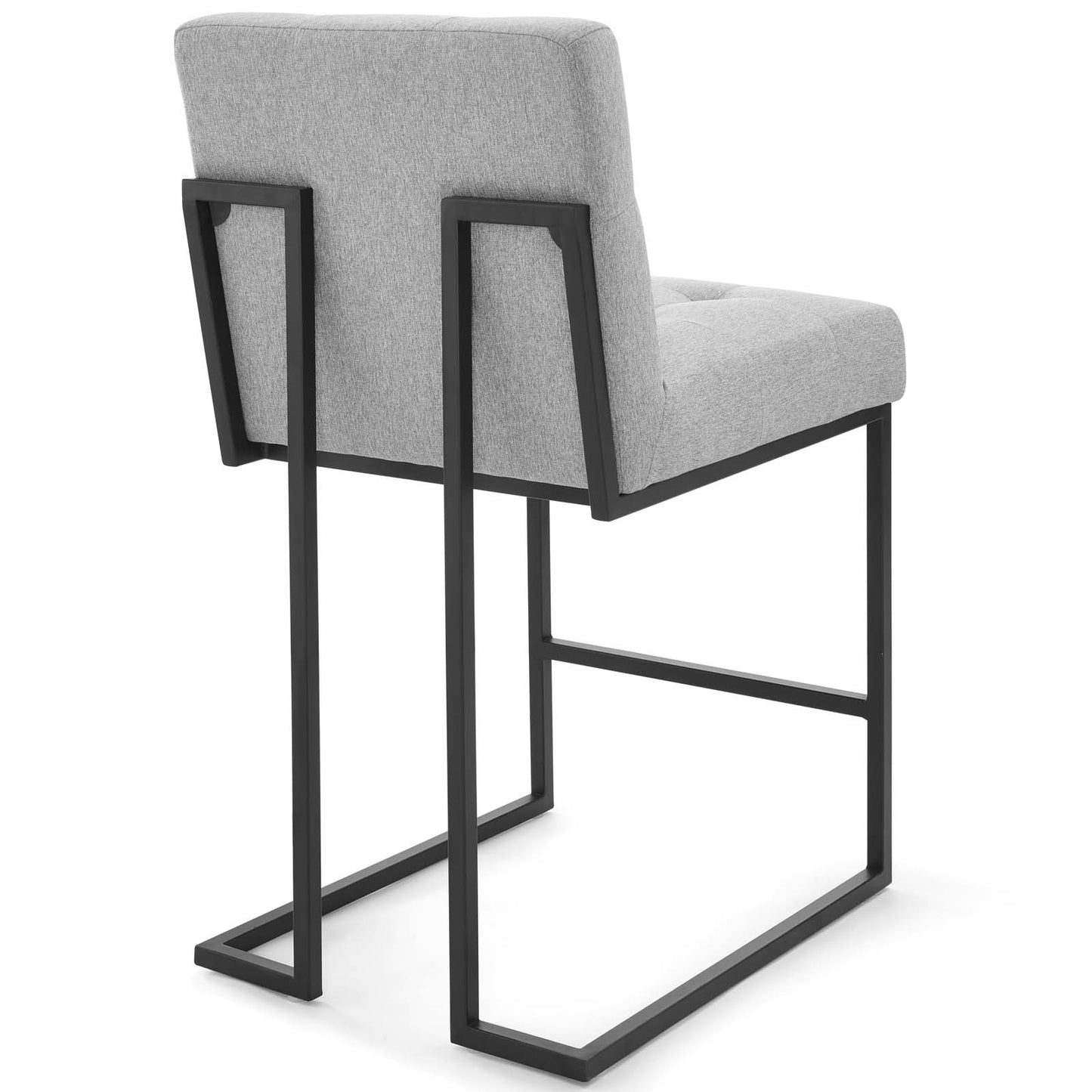 Tabouret de bar en tissu rembourré en acier inoxydable noir Privy par Modway