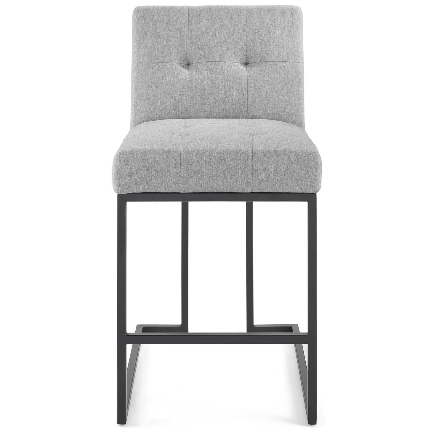 Tabouret de bar en tissu rembourré en acier inoxydable noir Privy par Modway