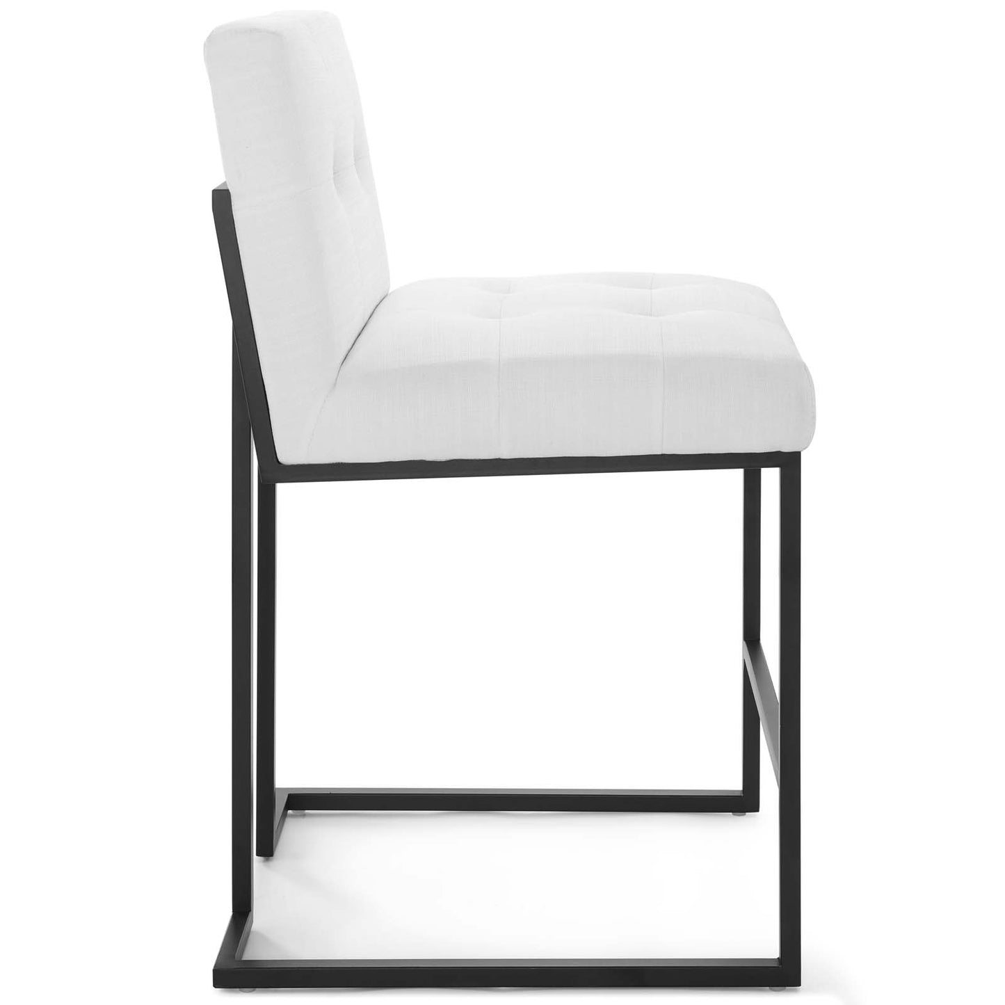 Tabouret de bar en tissu rembourré en acier inoxydable noir Privy par Modway