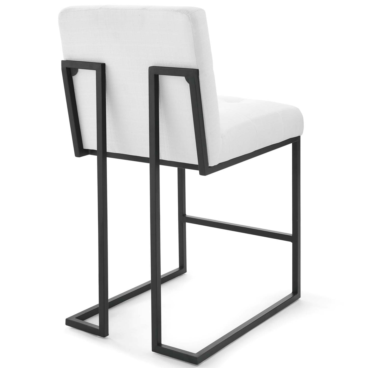 Tabouret de bar en tissu rembourré en acier inoxydable noir Privy par Modway