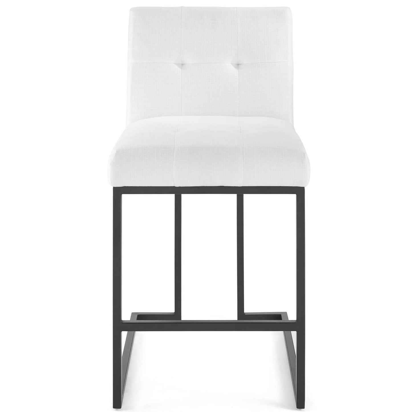 Tabouret de bar en tissu rembourré en acier inoxydable noir Privy par Modway