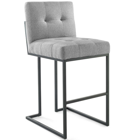 Tabouret de bar en tissu rembourré en acier inoxydable noir Privy par Modway