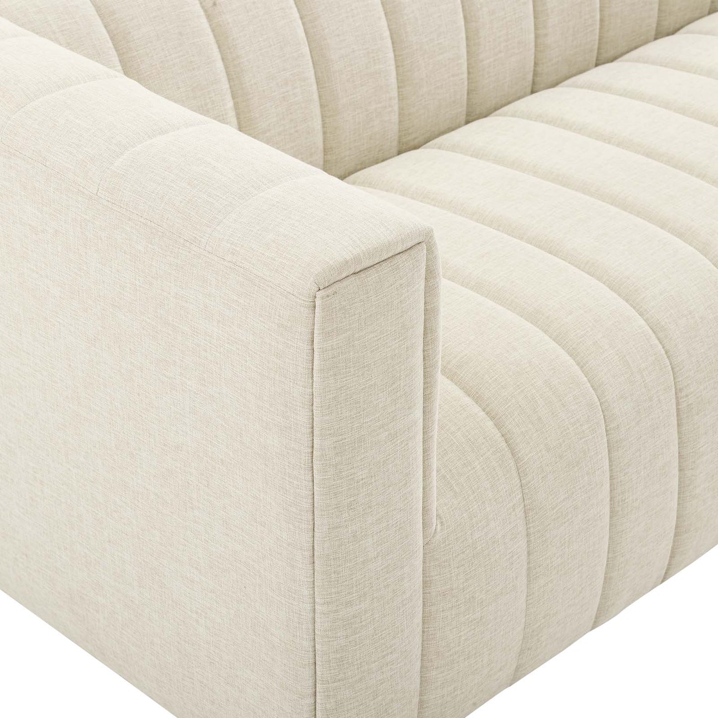 Reflection Channel Tufted Upholstered Fabric Sofa