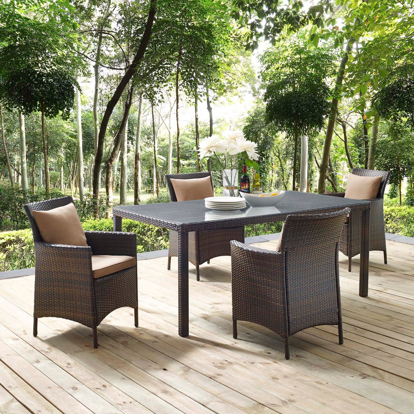 Conduit 5 Piece Outdoor Patio Wicker Rattan Set